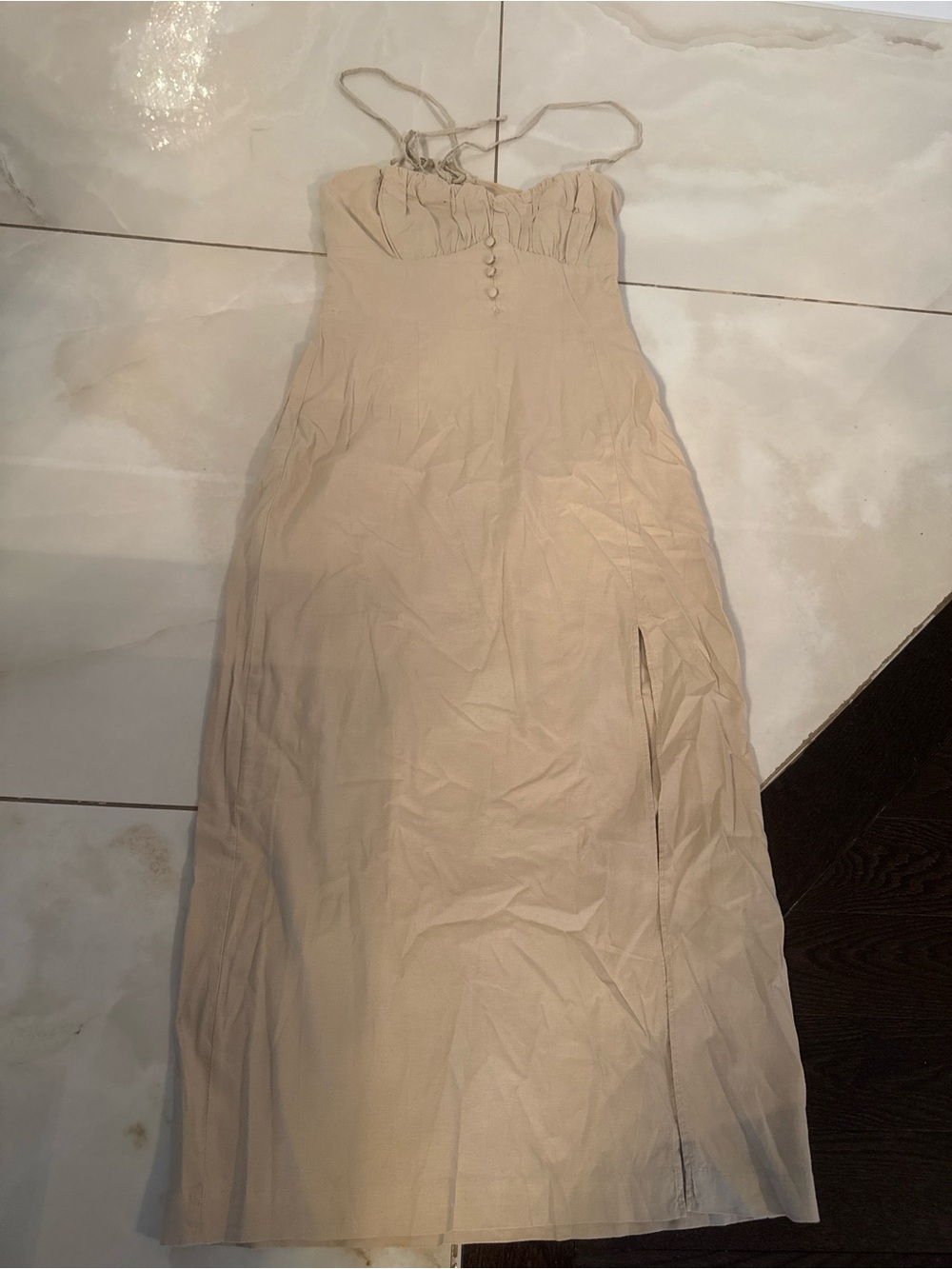 H&M Cream Spaghetti-Strap Maxi Dress